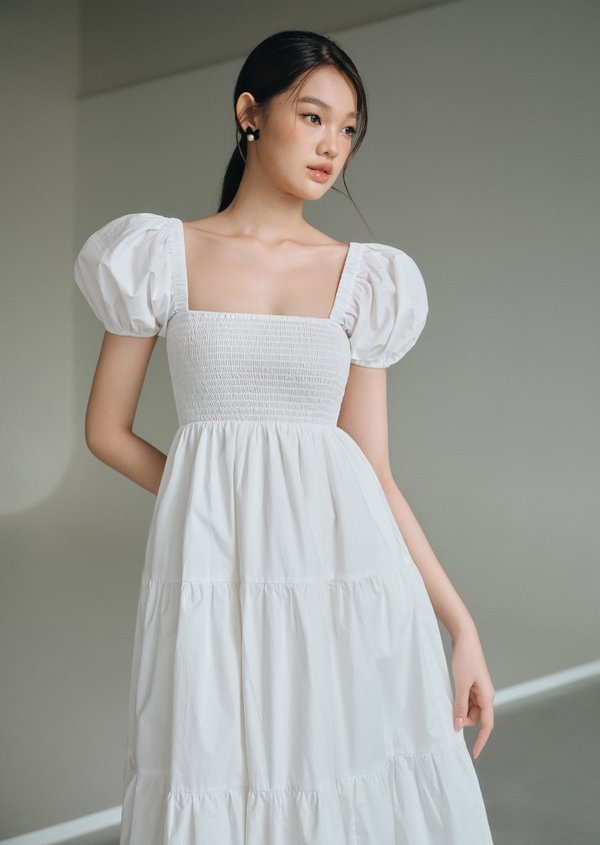 Doha Midaxi Dress - White Doha Midaxi Dress - White