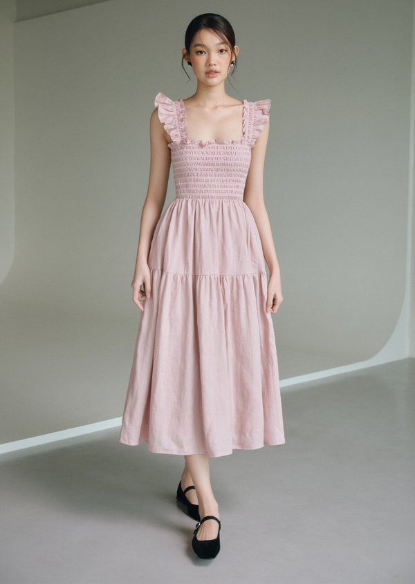 Hilton Midi Dress - Powder