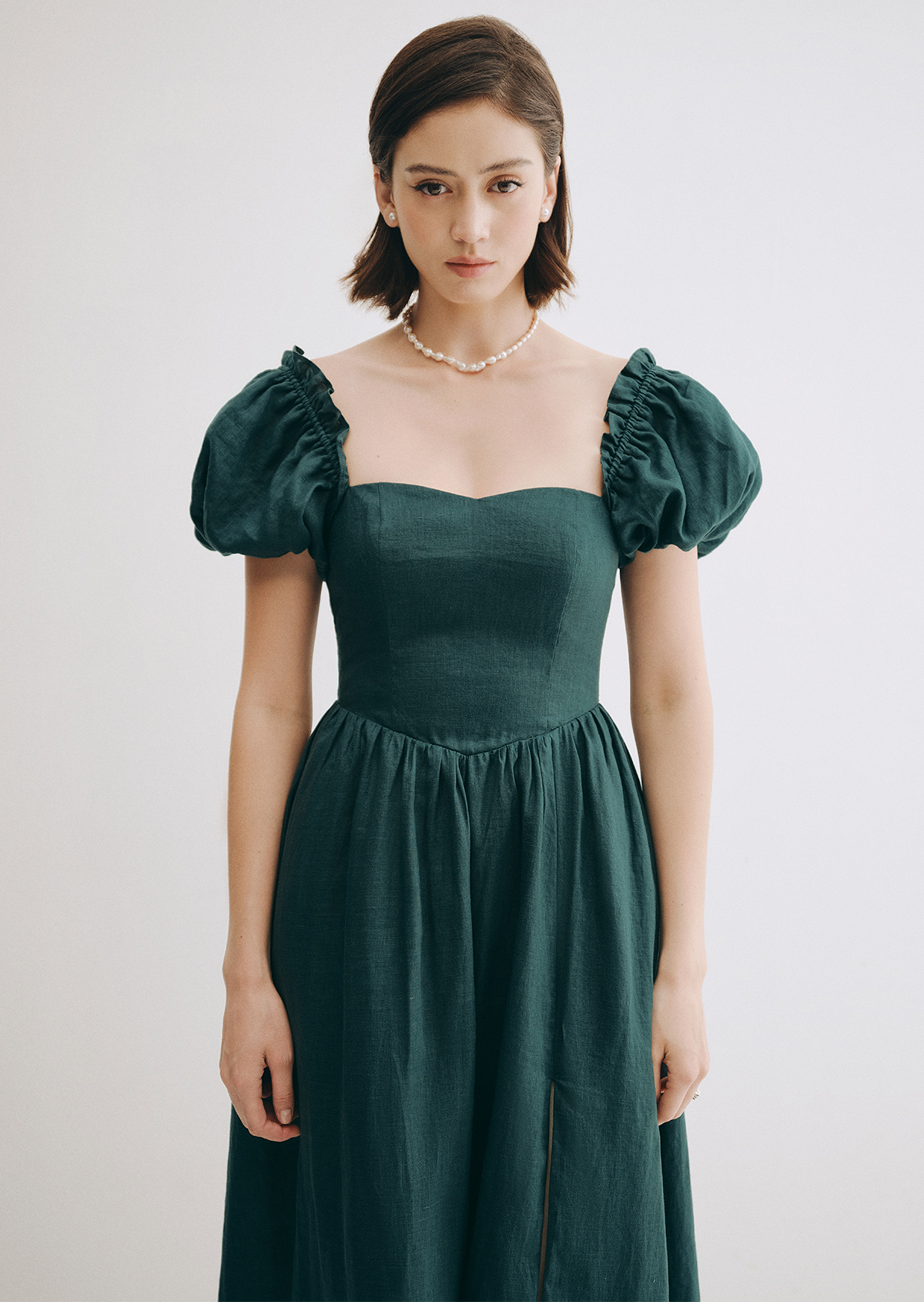 KATALINA VELVET MIDI DRESS (EMERALD GREEN)