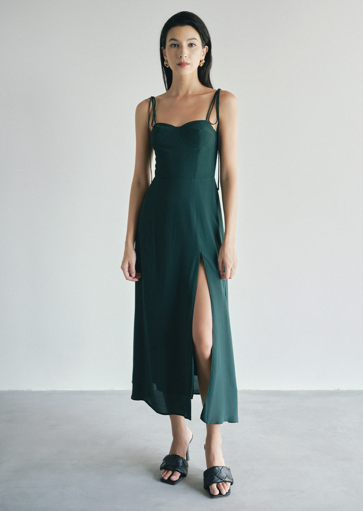 Olivia Midi Dress - Emerald Green | Caramel Monster