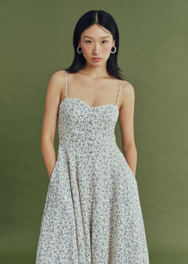 Renne Midi Dress - Wild Prune In Blue Shadow