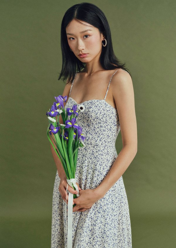 Renne Midi Dress - Wild Prune In Blue Shadow