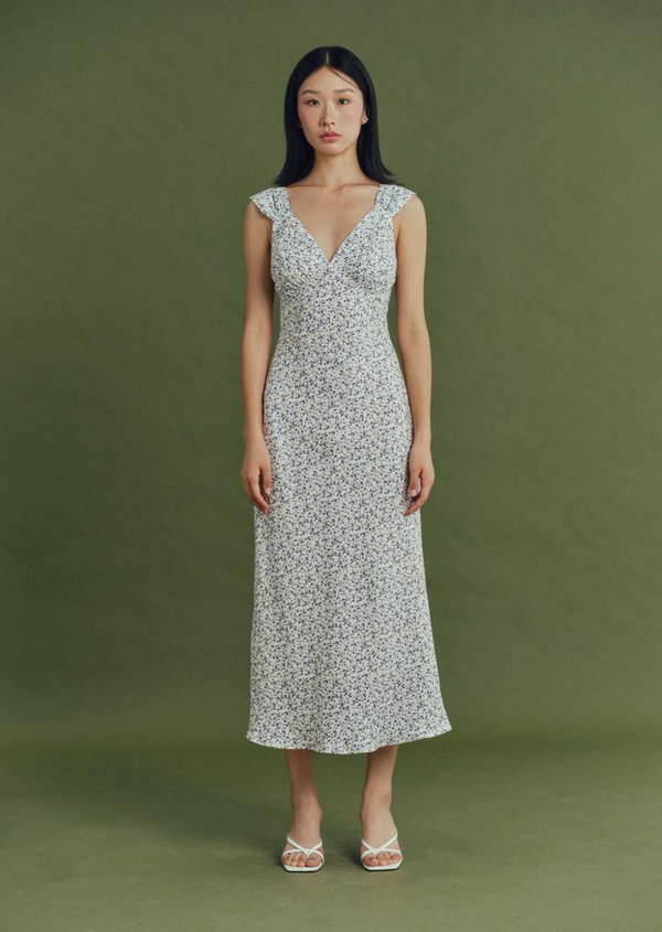 Beatrice Midi Dress - Wild Prune in Blue Shadow