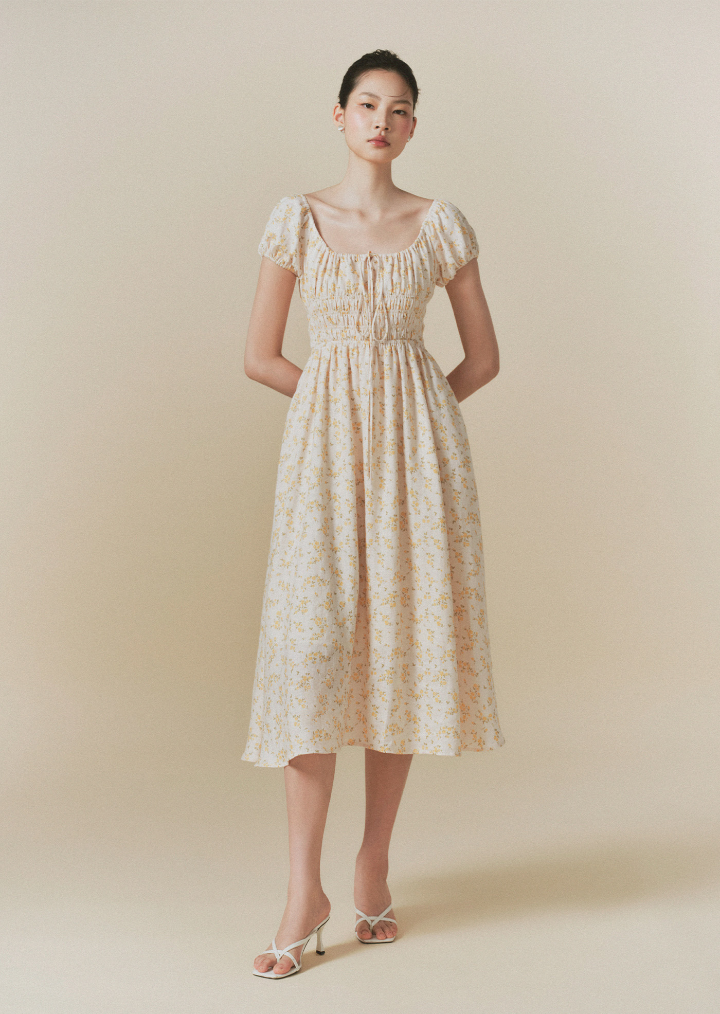 Mia Midi Dress - Gold Crest