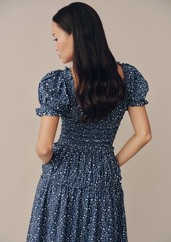 Cove Midaxi Dress - Pansy In Blue Shadow