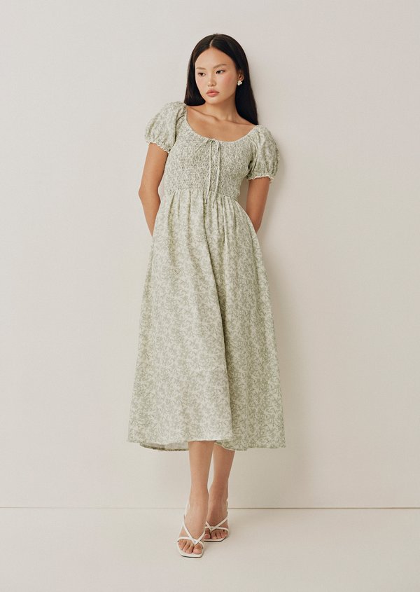 Helga Midi Dress - Concord In Green Field