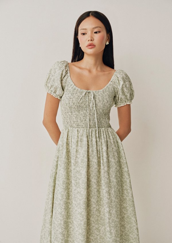 Helga Midi Dress - Concord In Green Field