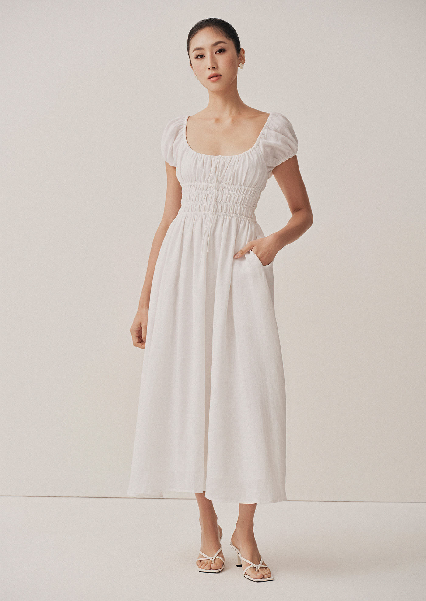 selfie leslie blushing ruffle trim midi dress Selfie Leslie Blushing Ruffle Trim Midi Dress