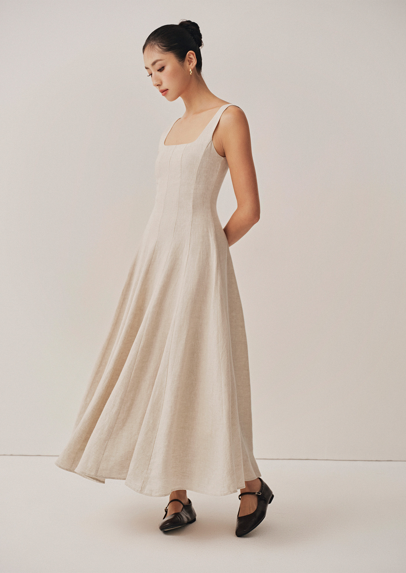 ワンピース andmary Nadia check long dress beige ANDMARY】Nadia check long dress