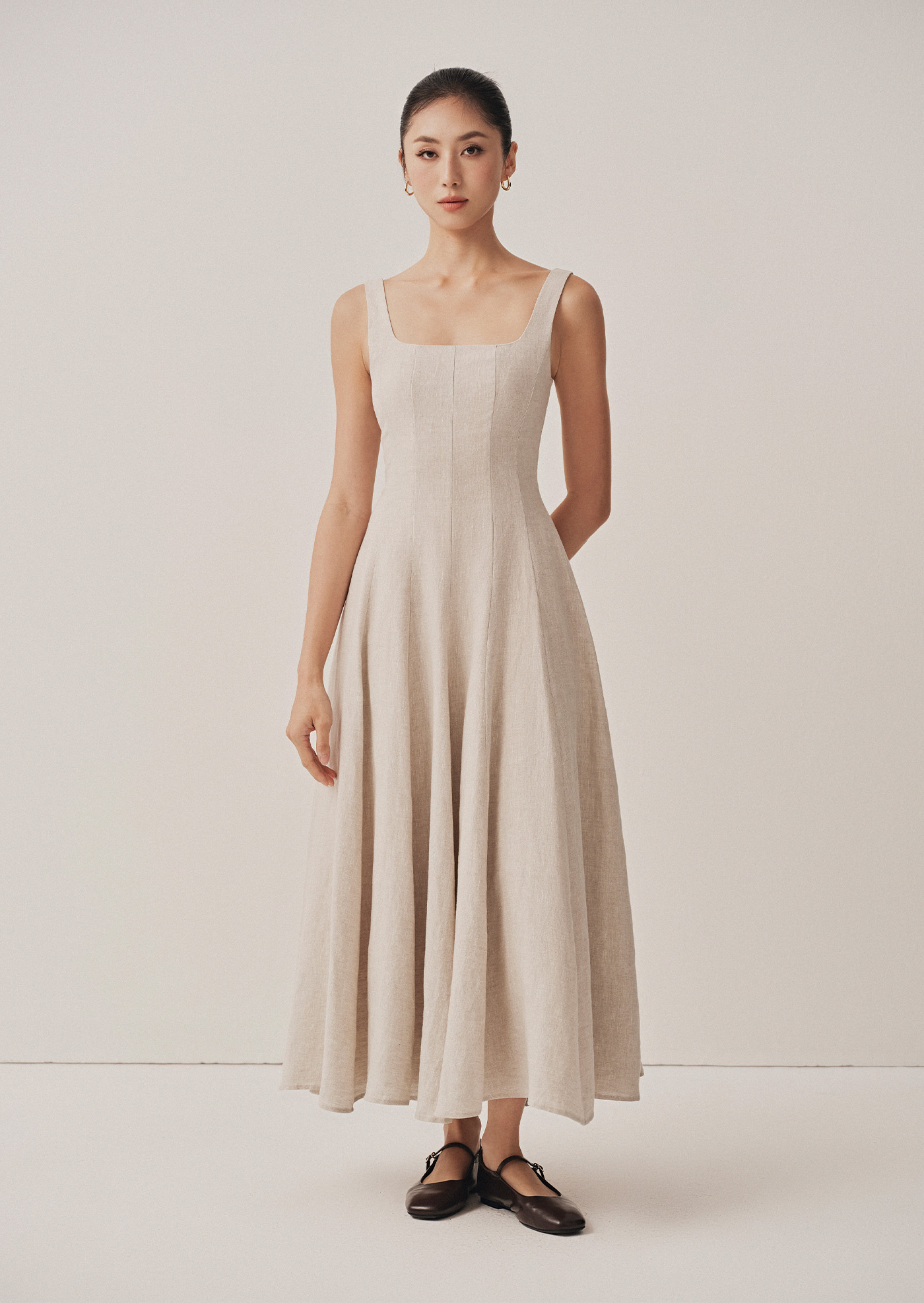 Nadia check long dress 美品♡ Nadia Midaxi Dress - Sand | Caramel Monster