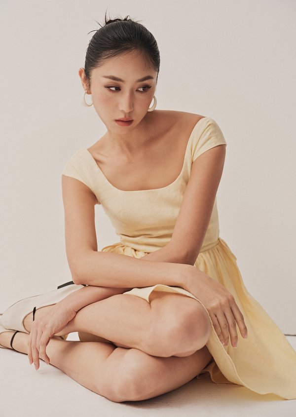 Alina Mini Dress - Pale Yellow