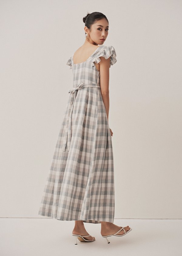 Augustine Maxi Dress - Dusty Turquoise Gingham