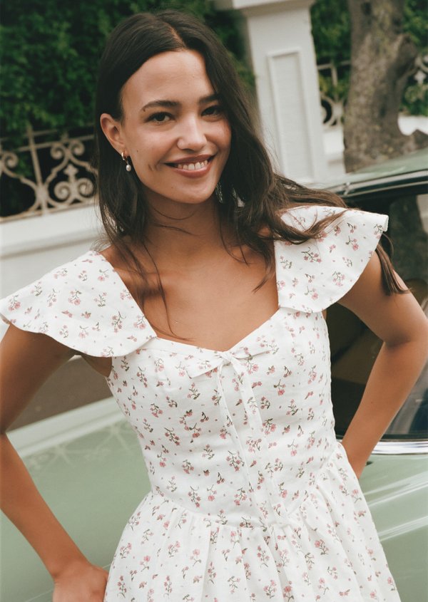 Aileen Midi Dress - Paperwhites In Bloom Sonata