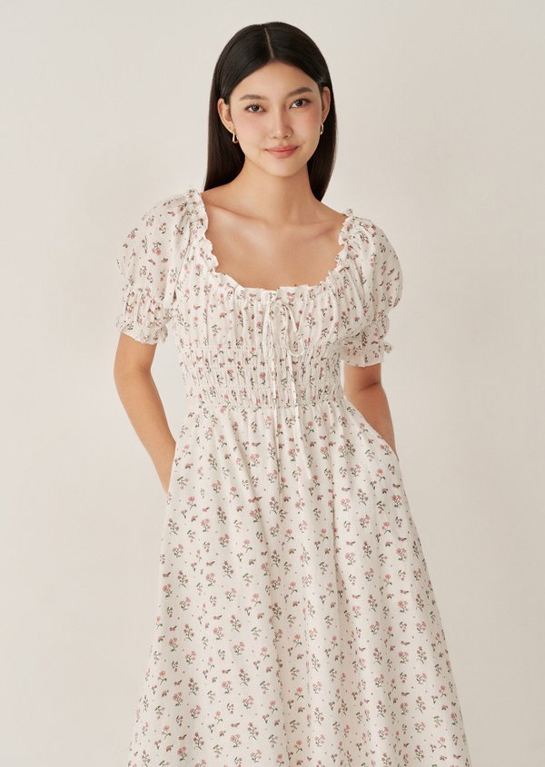 April Midaxi Dress - Paperwhites In Bloom Sonata