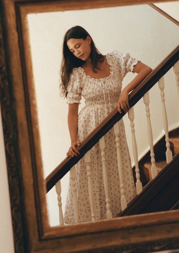 April Midaxi Dress - Paperwhites In Bloom Sonata