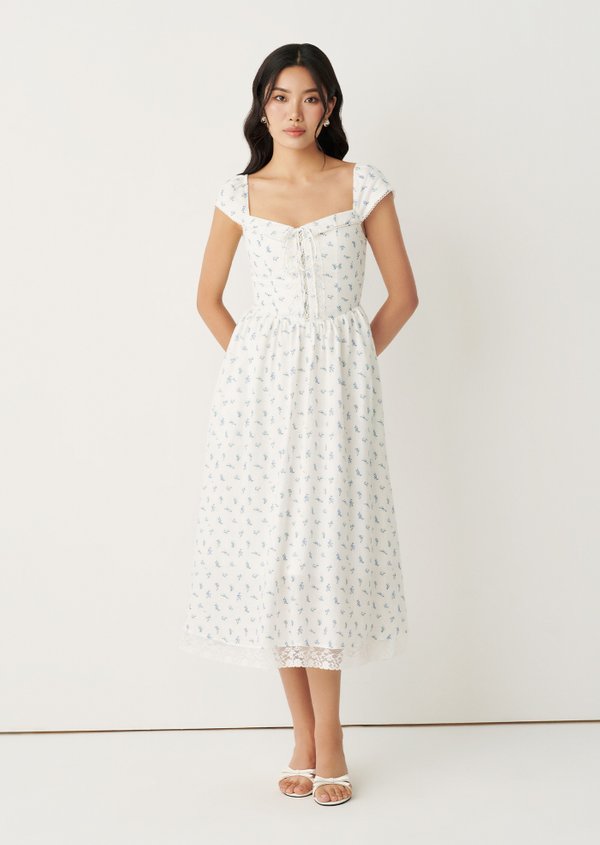 Fernanda Midi Dress - Pomegranate In Skylark