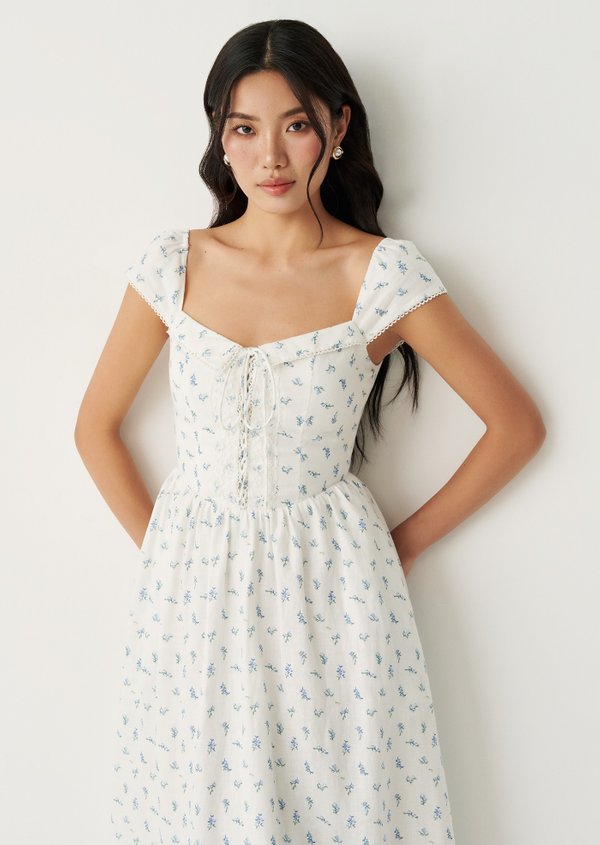 Fernanda Midi Dress - Pomegranate In Skylark