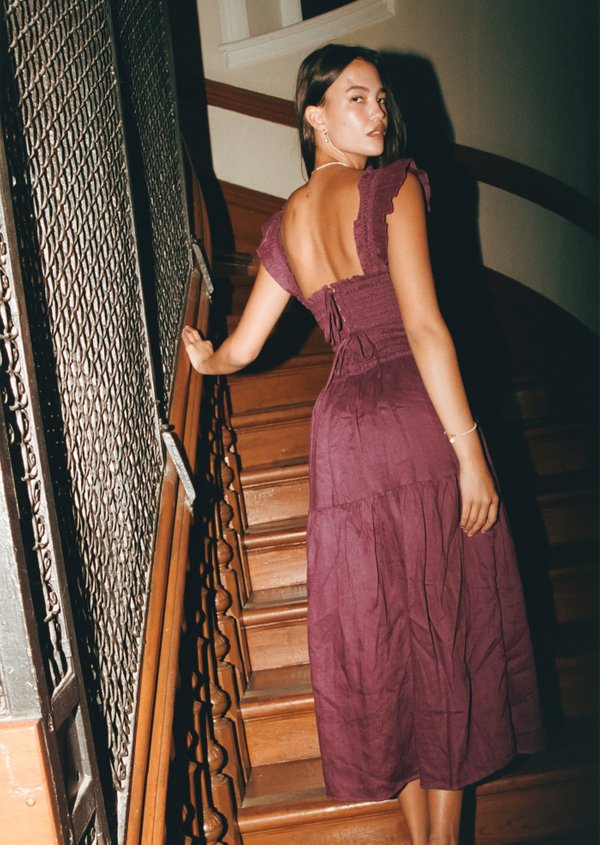 Hilton Midi Dress - Plum