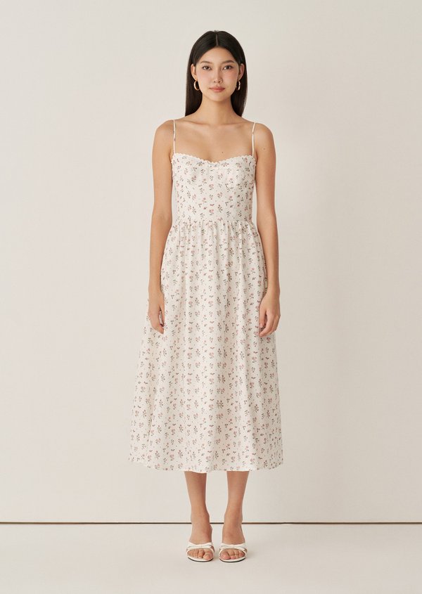 Ivara Midi Dress - Paperwhites In Bloom Sonata