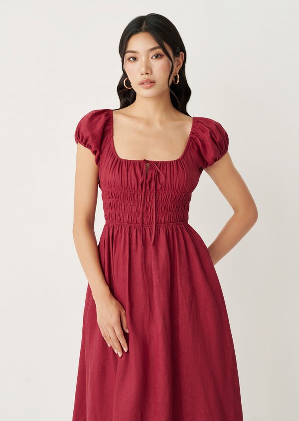 Mia Midi Dress - Burgundy