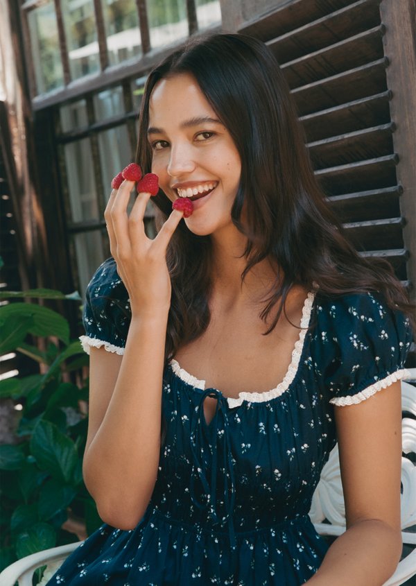 Mia Midi Dress - Pomegranate In Midnight