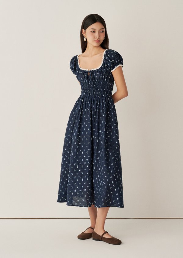 Mia Midi Dress - Pomegranate In Midnight