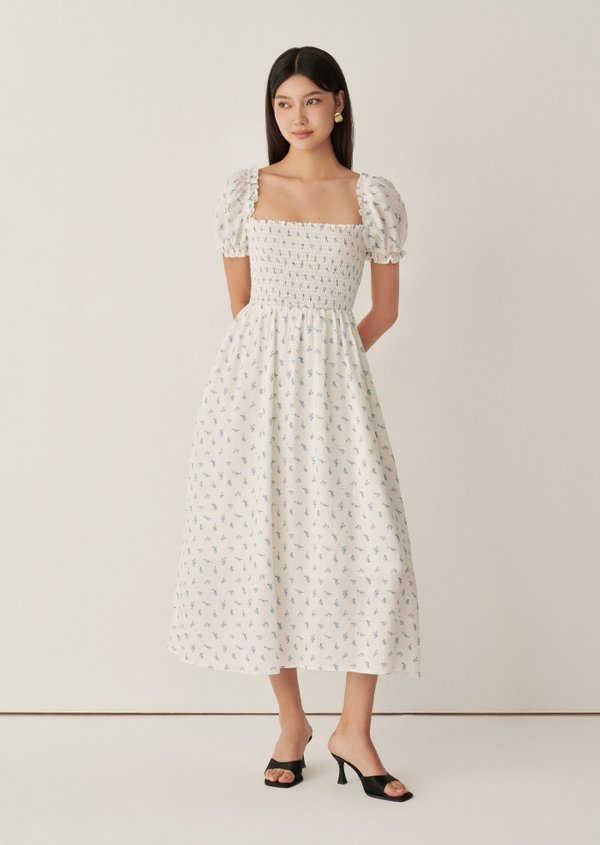 Quincy Midi Dress - Pomegranate In Skylark