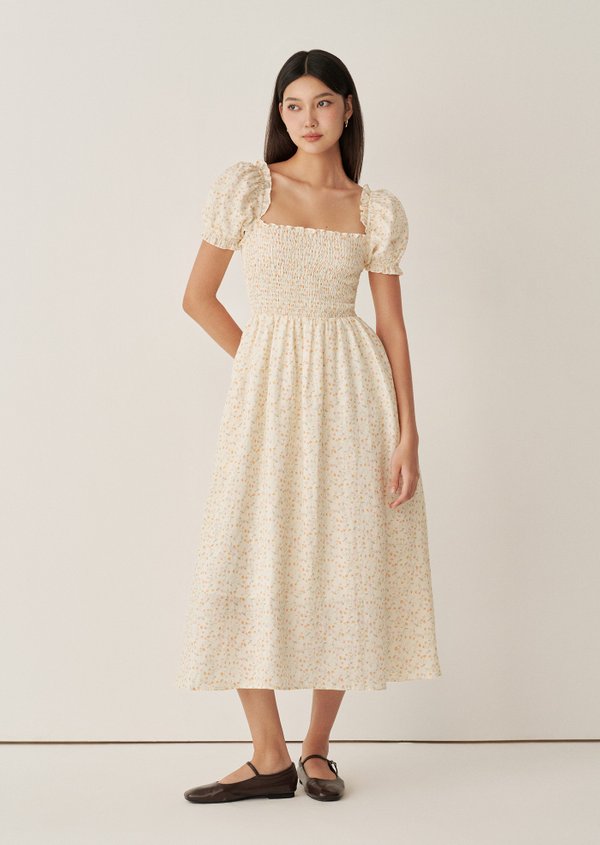 Quincy Midi Dress - Golden Stem