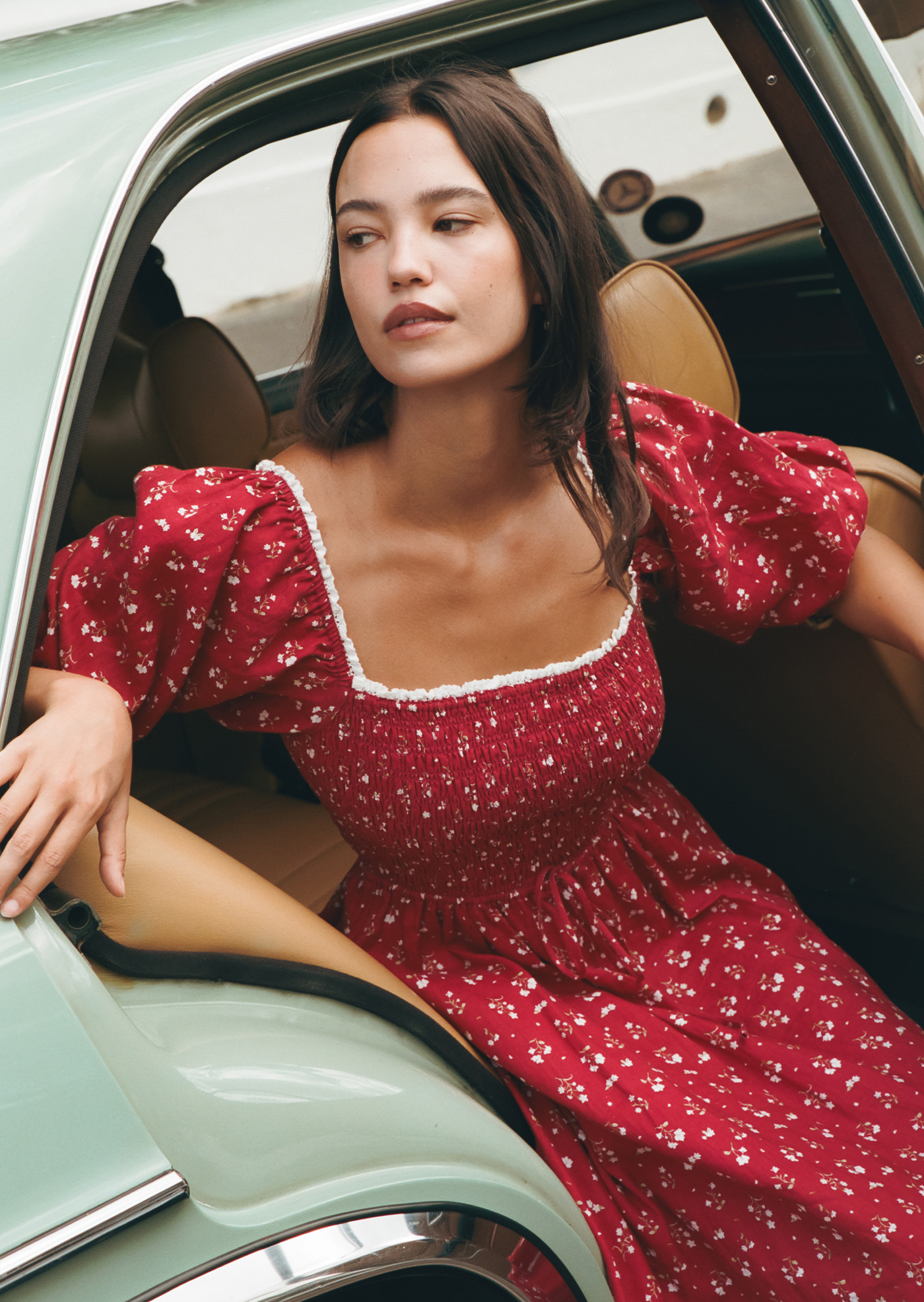 Anna Maxi Dress - Paperwhites In Chérie Rouge