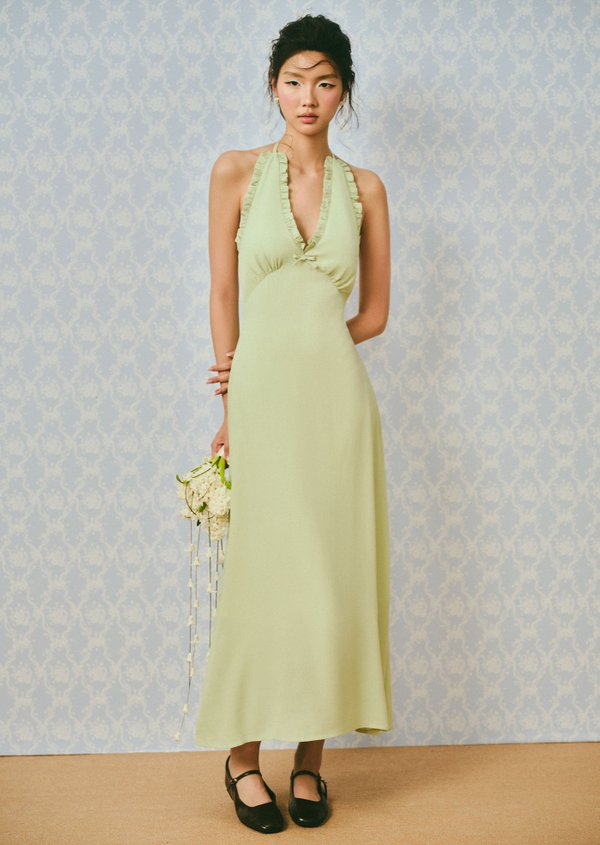 Billie Midaxi Dress - Green Trellis