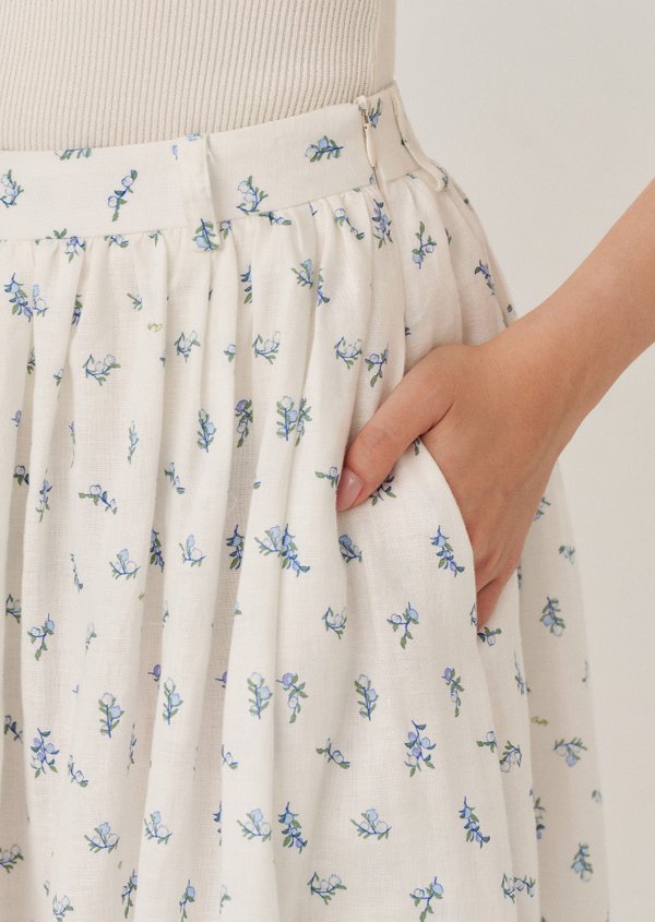 Josephina Midi Skirt - Pomegranate In Skylark