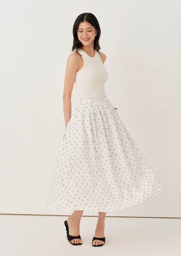 Josephina Midi Skirt - Pomegranate In Skylark