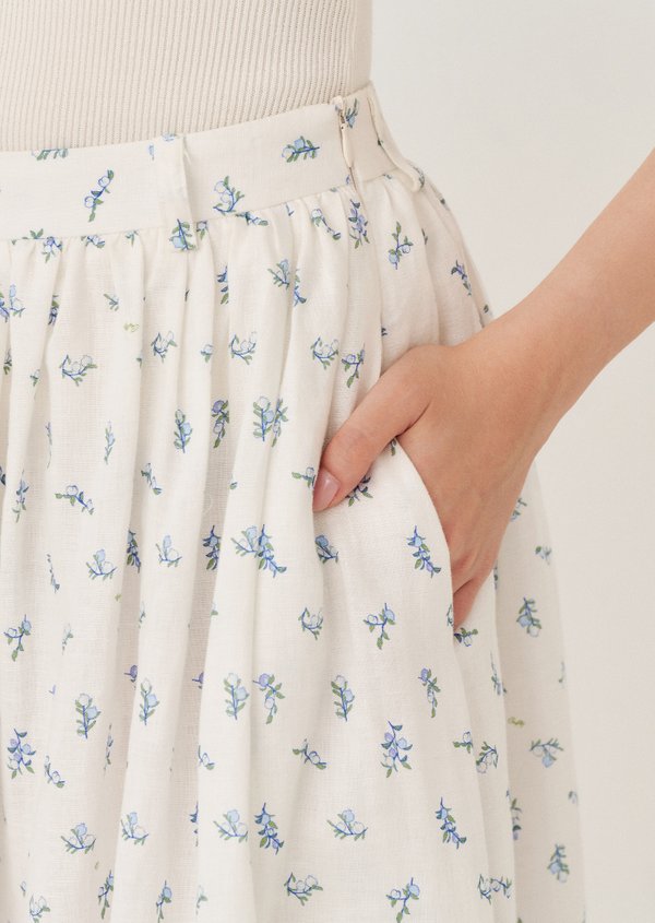 Josephina Midi Skirt - Pomegranate In Skylark