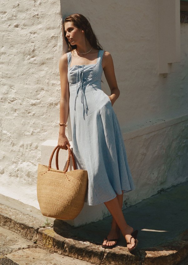 Juliette Midi Dress - Picnic Blue