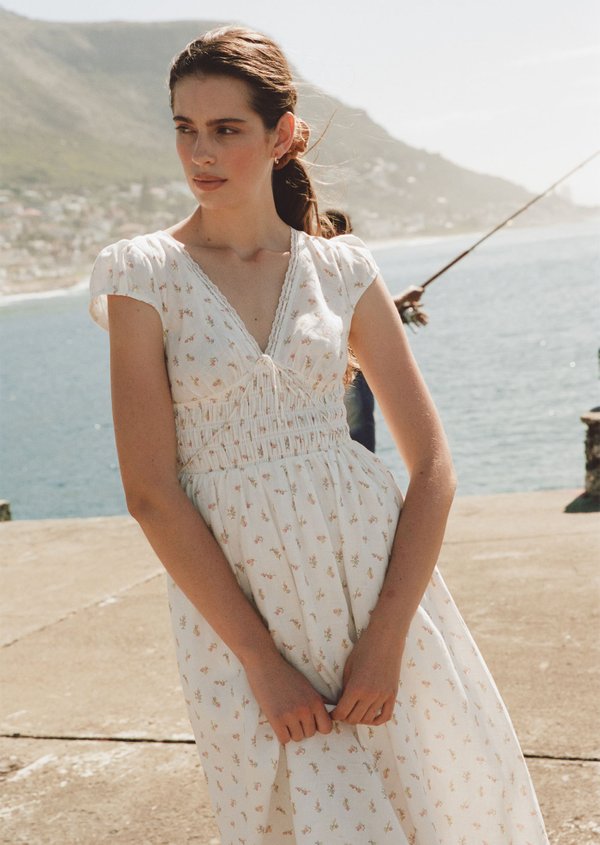 Marjolaine Midi Dress - Pomegranate In Rose Dusk