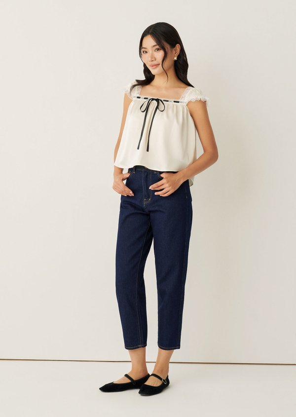 May Tapered Ankle Jeans - Dark Indigo