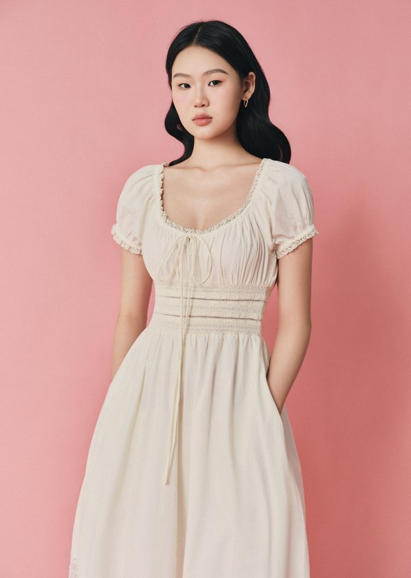 Maribeth Midi Dress - Antique White