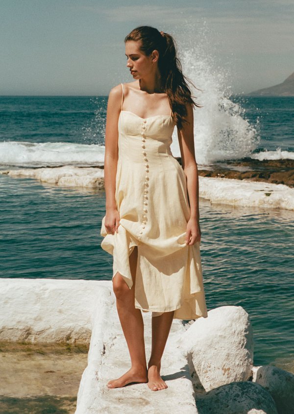 Renne Midi Dress - Pale Yellow