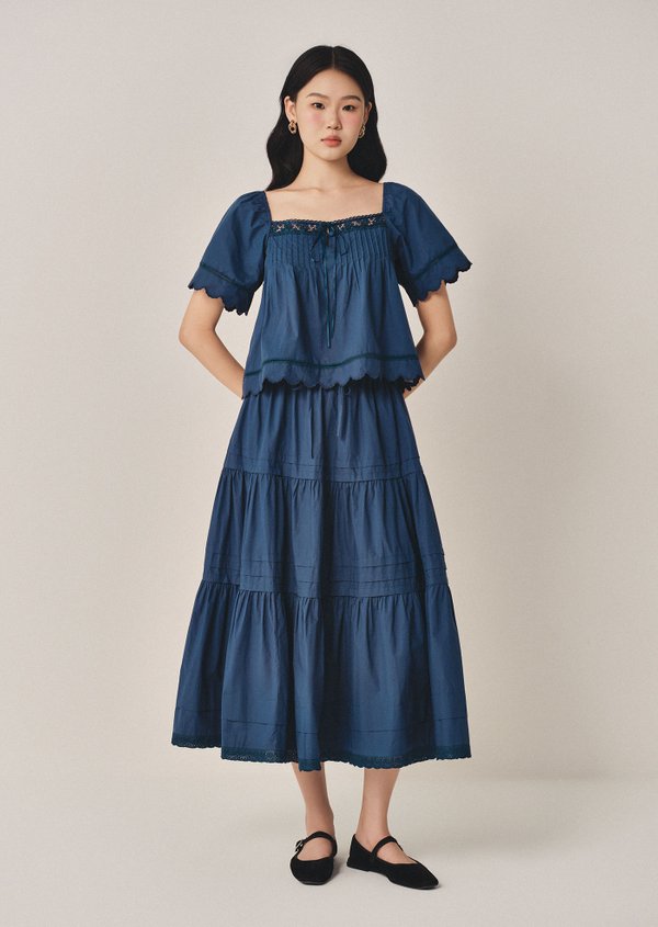 Allium Midi Skirt - Navy