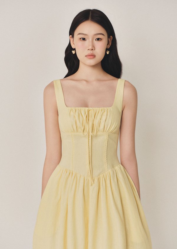 Liberty Midi Dress - Pale Yellow