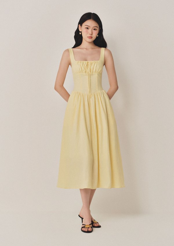 Liberty Midi Dress - Pale Yellow