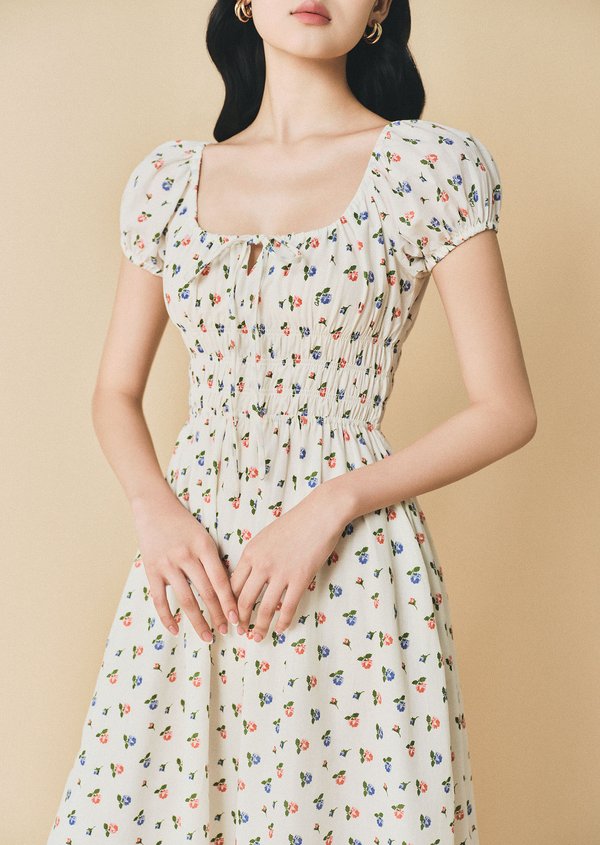 Mia Midi Dress - Petal Scatter