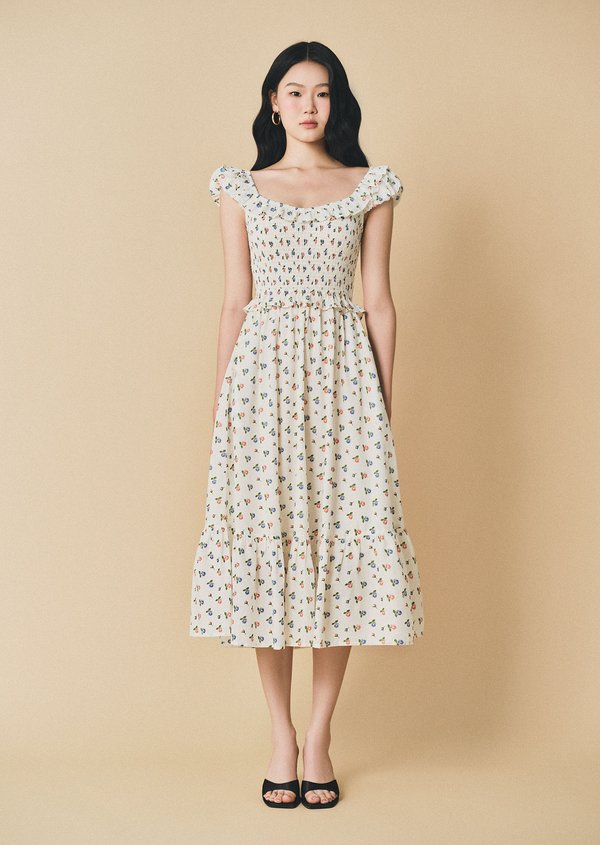 Lucia Midi Dress - Petal Scatter