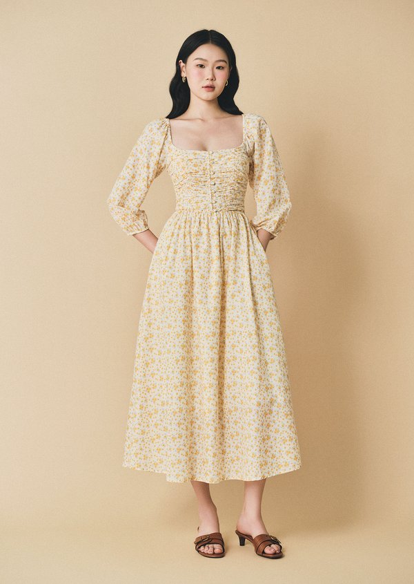 Lennox Midaxi Dress - Lovebird In Meadow