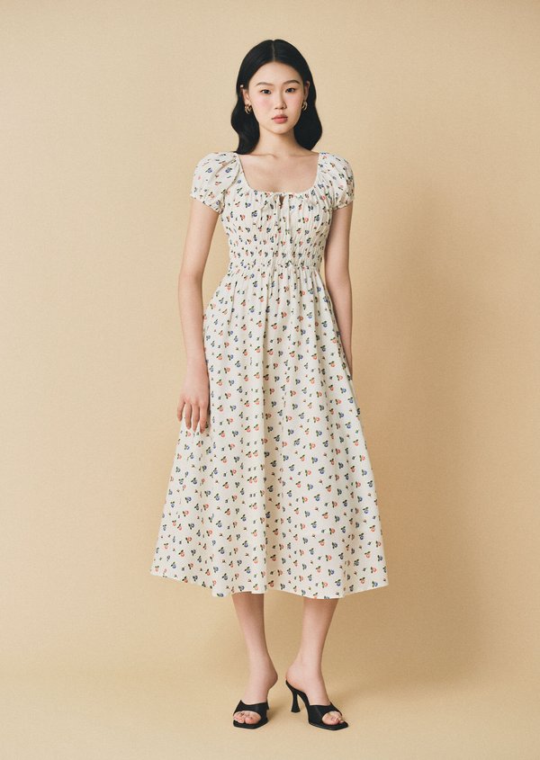 Mia Midi Dress - Petal Scatter