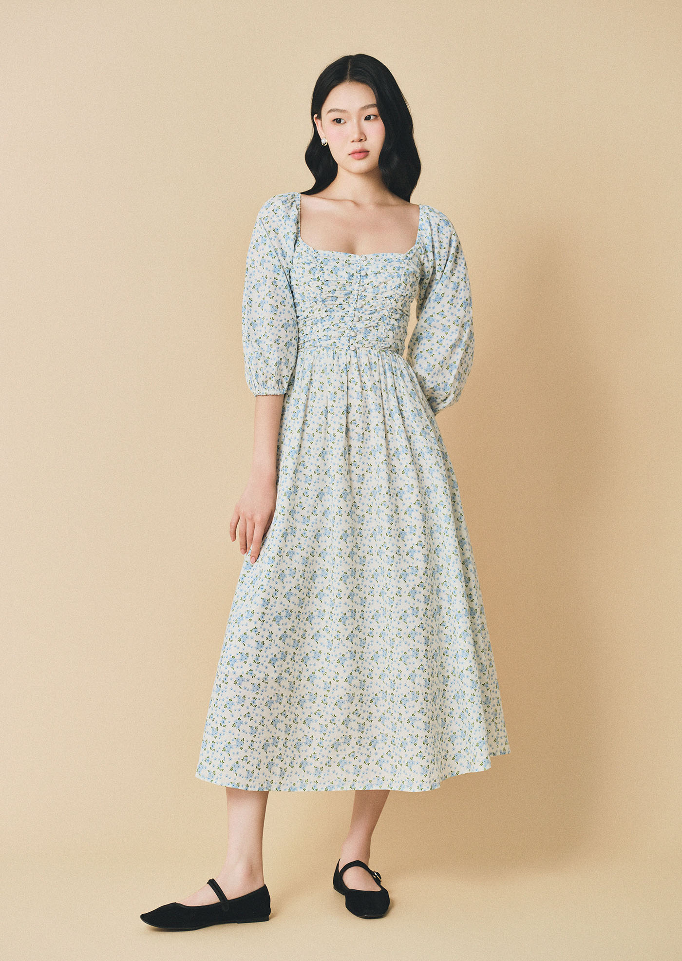 Lennox Midaxi Dress - Lovebird In Whisper | Caramel Monster