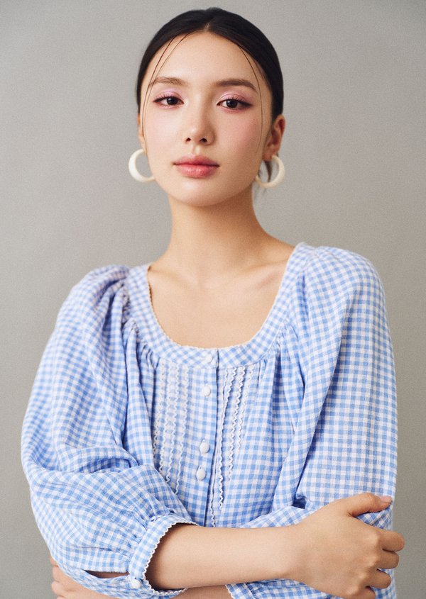 Brown Top - Picnic Blue