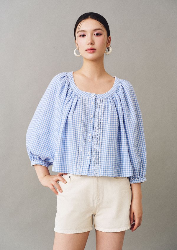 Brown Top - Picnic Blue