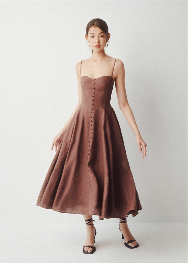 Renne Midi Dress - Coffee