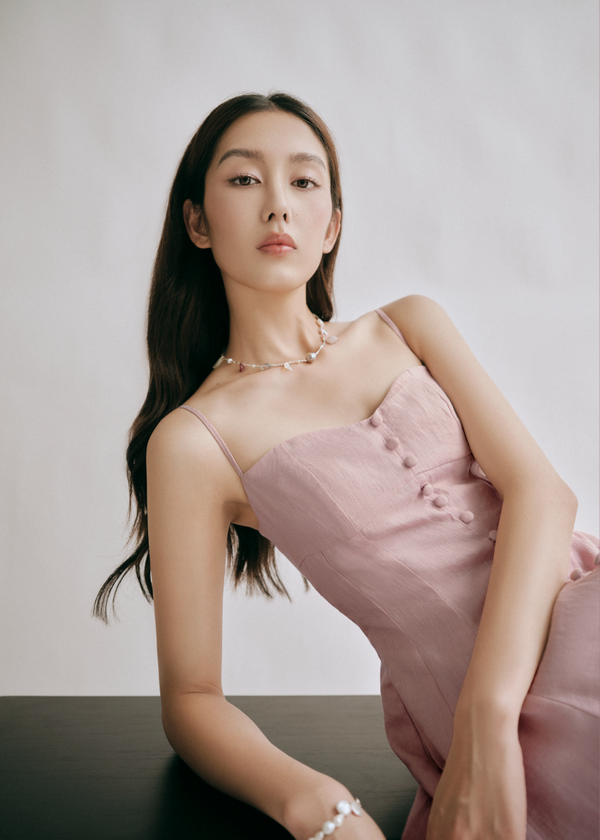 Renne Midi Dress - Powder